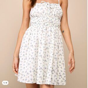 Lulus Darling Mindset Ivory Floral Print Sleeveless Mini Dress - Size S